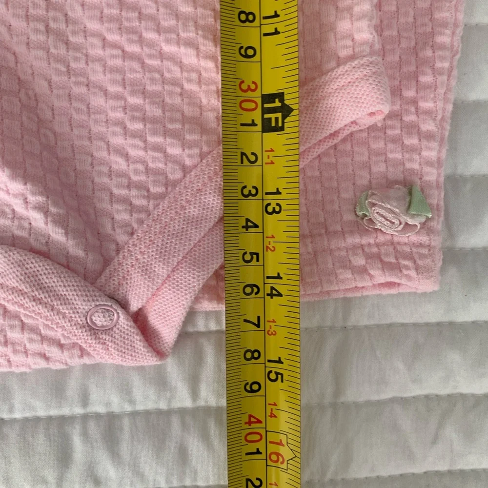Vintage 90s Pants Set Girls 6-9M Pink 2 PC Skirted Bodysuit Outfit Textured Rose